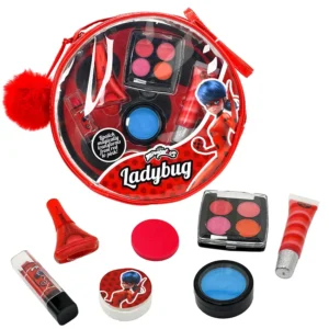 Miraculous Ladybug Kids Makeup Set - 10 Piece Bag with Nail Polish, Hair Chalk, Stickers & More - Safe, Non-Toxic Pretend Play