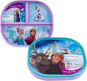 Show-Offs Reversible Character BPA Free Plate - 8 x 7 Inches (Elsa & Anna), Medium