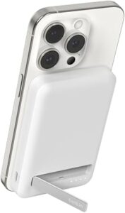 Belkin Portable Charger, Wireless Power Bank 5,000mAh w/ Qi2 - MagSafe Compatible w/Built-in Pop-up Kickstand - Compatible w/iPhone 16, 15, 14, 13, Plus, Pro, Pro Max, and More - White