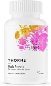 THORNE Basic Prenatal - Well-Researched Folate Multi for Pregnant and Nursing Women Includes 18 Vitamins and Minerals, Plus Choline - 90 Capsules - 30 Servings