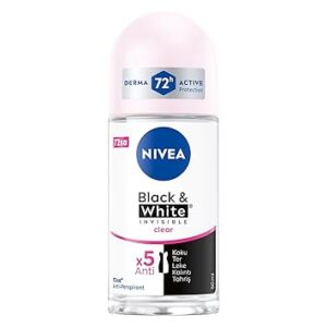 Nivea Invisible for Black & White Clear Roll-On Anti-Perspirant Deodorant 50 ml (Pack of 3)