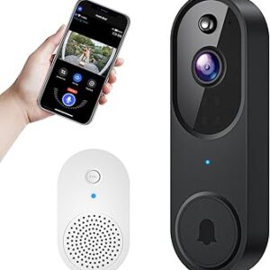 Wi-Fi Smart Video doorbell Camera Wireless with Motion Detection, Night Vision, Cloud Storage, Two Way Audio, Doorbell Receiver Included (Black)