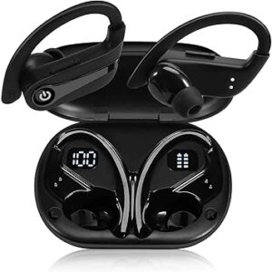 Q63 Wireless Earbuds for Amazon HD 10 (2021) with Immersive Sound True 5.0 Bluetooth Over The Ear Sport Headphones with a Charging Case - Stereo Calls Touch Control IPX7 Sweatproof Deep Bass - Black