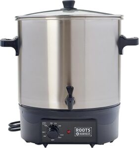 Roots & Harvest Electric Bath Canner – Stainless Steel Pot with Glass Lid | 27L Capacity for Home Canning