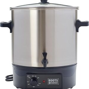 Roots & Harvest Electric Bath Canner – Stainless Steel Pot with Glass Lid | 27L Capacity for Home Canning