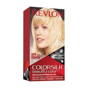 Revlon Permanent Hair Color, Permanent Hair Dye, Colorsilk with 100% Gray Coverage, Ammonia-Free, Keratin and Amino Acids, 03 Ultra Light Sun Blonde, 4.4 Oz (Pack of 1)