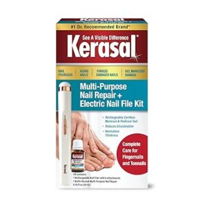 Kerasal Multi-Purpose Nail Repair and Electric Nail File Kit - Nail Repair for Damaged Nails - Nail Care Kit Includes 0.43 fl oz Solution and Electric Nail File