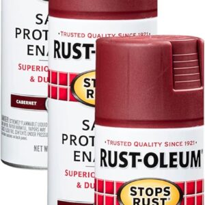 Rust-Oleum 248635 Stops Rust Spray Paint, 12 oz, Satin Cabernet (Pack of 3)