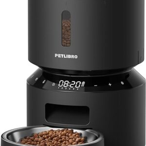 PETLIBRO Automatic Cat Feeder, Automatic Dog Food Dispenser with Freshness Preservation, Timed Pet Feeders for Dry Food, Up to 50 Portions 6 Meals Per Day, Granary Black