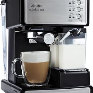 Mr. Coffee Espresso and Cappuccino Machine Stainless Steel Programmable Coffee Maker with Automatic Milk Frother 15-Bar Pump Ideal for Home Baristas
