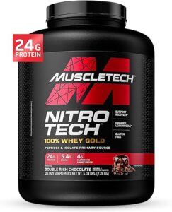 Whey Protein Powder | MuscleTech Nitro-Tech Whey Gold Protein Isolate Smoothie Mix for Muscle Gain | Chocolate, 5 lbs (69 Serv) (package varies)