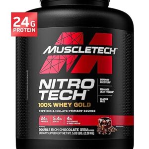Whey Protein Powder | MuscleTech Nitro-Tech Whey Gold Protein Isolate Smoothie Mix for Muscle Gain | Chocolate, 5 lbs (69 Serv) (package varies)