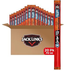 Jack Link's Meat Sticks, Barbecue Recipe Pork - Protein Snack Stick with 5g of Protein, Meat Snack Sticks Made with 100% Pork, Keto Friendly, Individually Wrapped - 0.92 Oz. (20 Count)