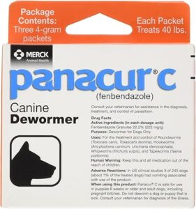 Panacur C Canine Dewormer (Fenbendazole), 4 Gram, 3 Count (Pack of 1), Red