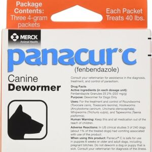 Panacur C Canine Dewormer (Fenbendazole), 4 Gram, 3 Count (Pack of 1), Red