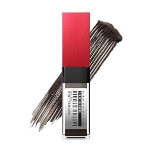 Maybelline Tattoo Studio Brow Styling Gel, Waterproof Eyebrow Make Up, Brow Tint for Up to 36HR Wear, Black Brown, 1 Count