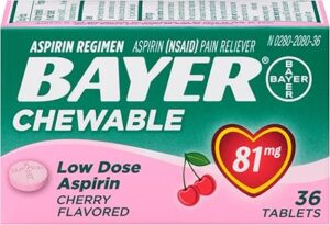 Aspirin Regimen Bayer, 81mg Chewable Tablets, Pain Reliever, Cherry, 36 Count