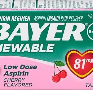 Aspirin Regimen Bayer, 81mg Chewable Tablets, Pain Reliever, Cherry, 36 Count